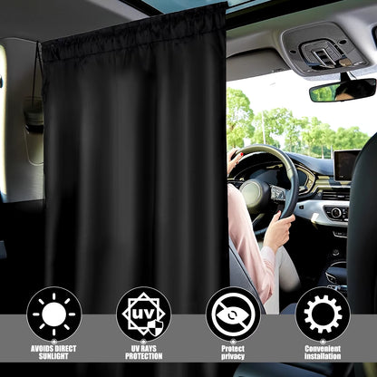 Sun Shade Car Privacy Curtains Car Divider Curtain between Rear Seat Auto Blackout Curtains for Kids Baby Travel Nap Sleeping