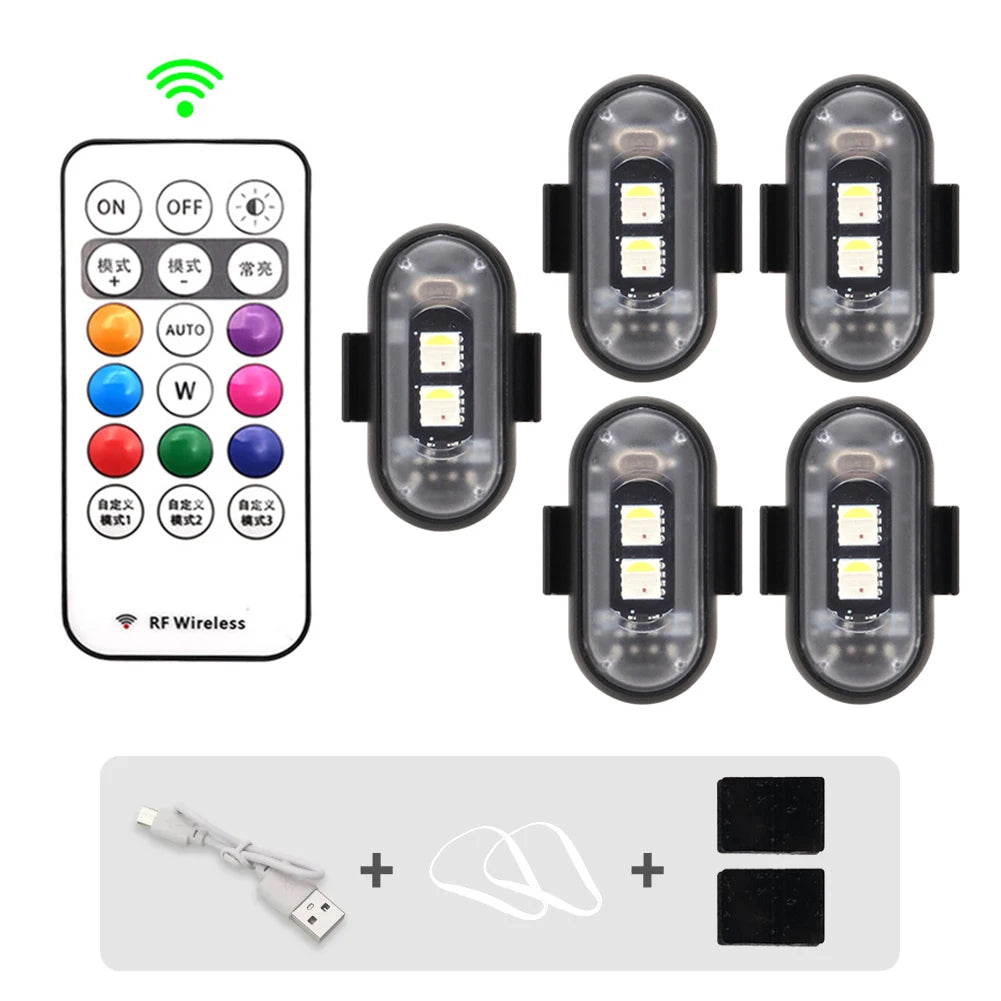 RGB Led Aircraft Strobe Lights Motorcycle Lights LED Flash Position Wireless Light Aircraft Airplane Helicopter Warning Lights