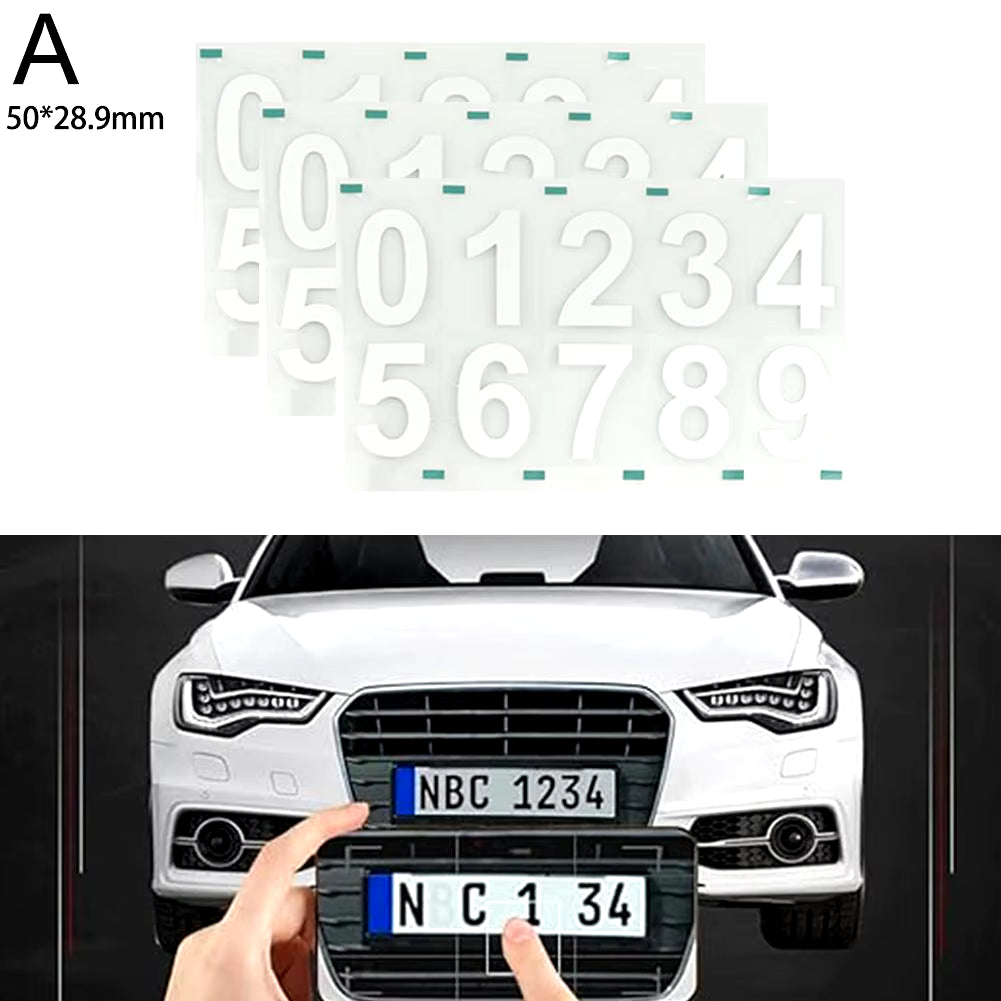 3Pcs Nanofilm License Plate Sticker License Plate Number Mailbox Invisible Digital Number Sticker Car Decoration